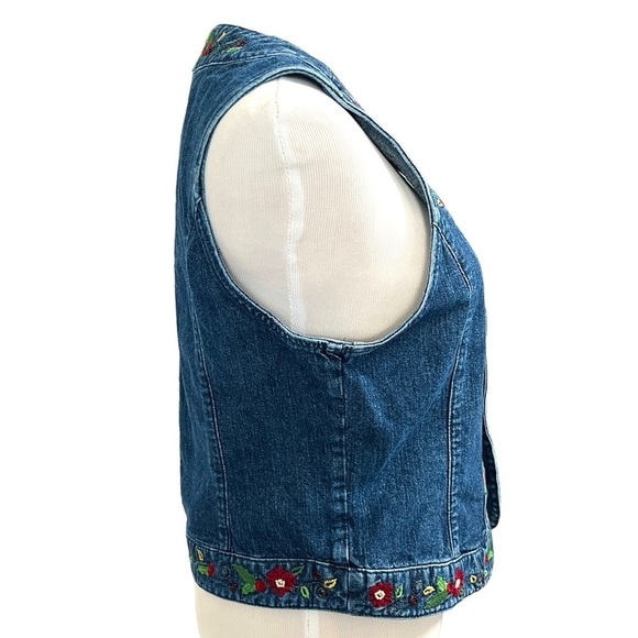 Denim Embroidered Y2K Christmas Vest Size Medium - Picture 4 of 9